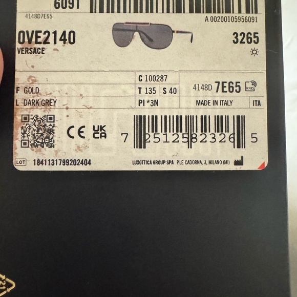 Versace VE2140 Shield Sunglasses – Gold/Black – Authentic, With Box & Papers - Picture 8 of 9